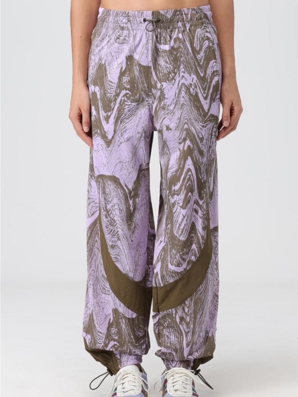 adidas Stella McCartney Lilac and Olive Marble-Print Drawstring Jogger Pants